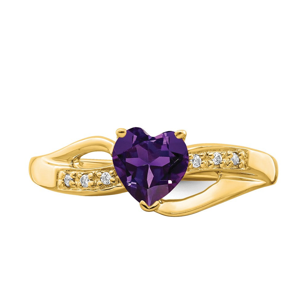14k Amethyst and Diamond Heart Ring (2.38 grams)