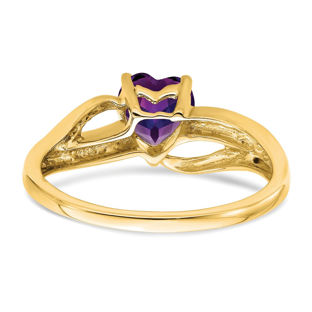 14k Amethyst and Diamond Heart Ring (2.38 grams)