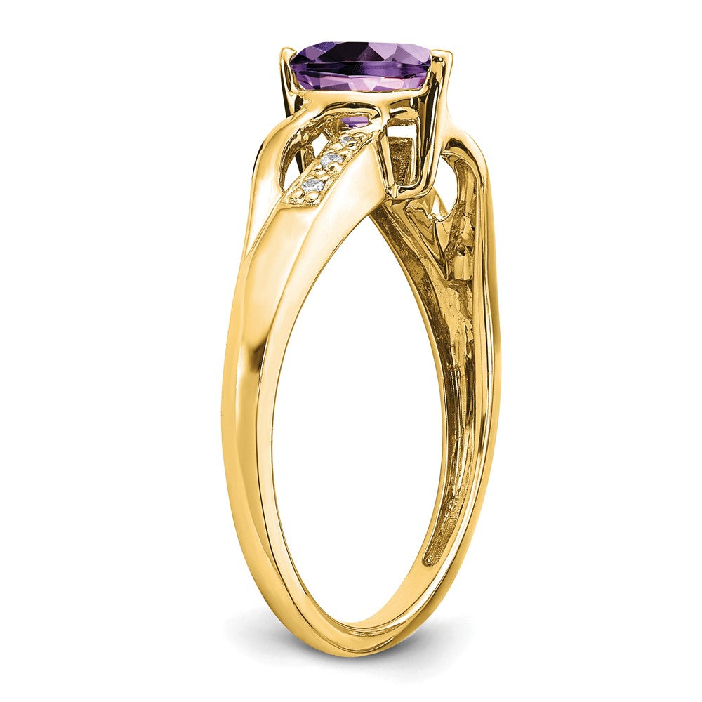 14k Amethyst and Diamond Heart Ring (2.38 grams)
