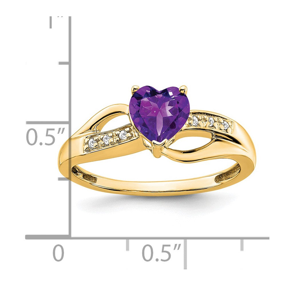 14k Amethyst and Diamond Heart Ring (2.38 grams)