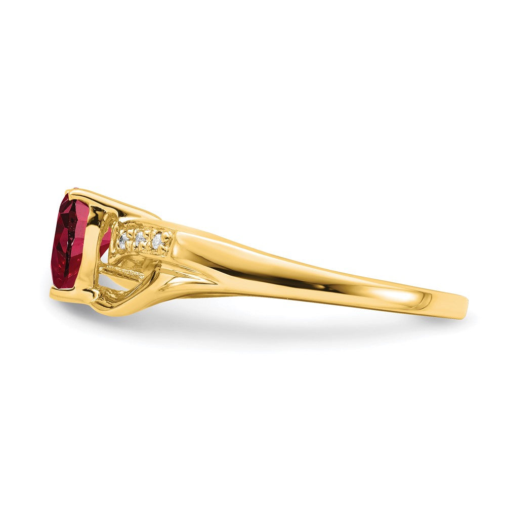 14k Created Ruby and Diamond Heart Ring (2.38 grams)