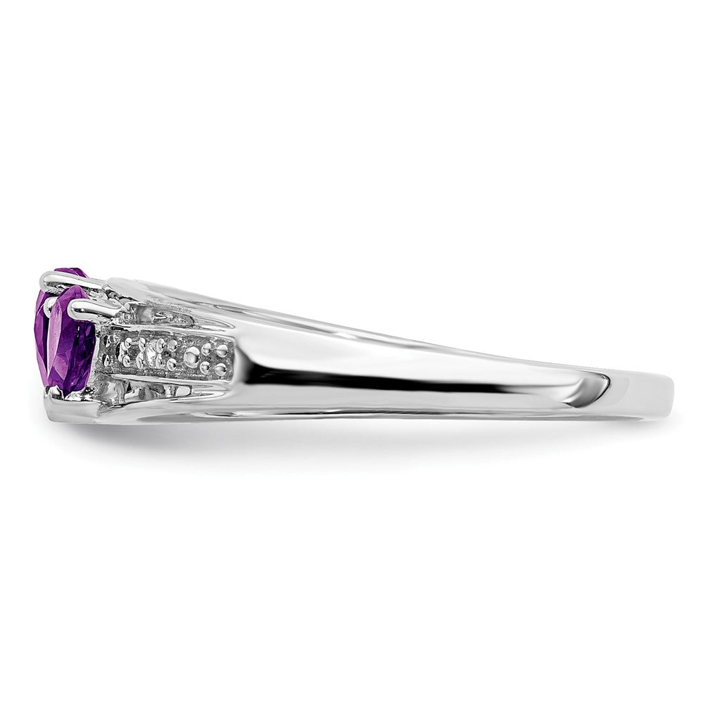 14k White Gold Amethyst and Diamond Heart Ring (2.42 grams)