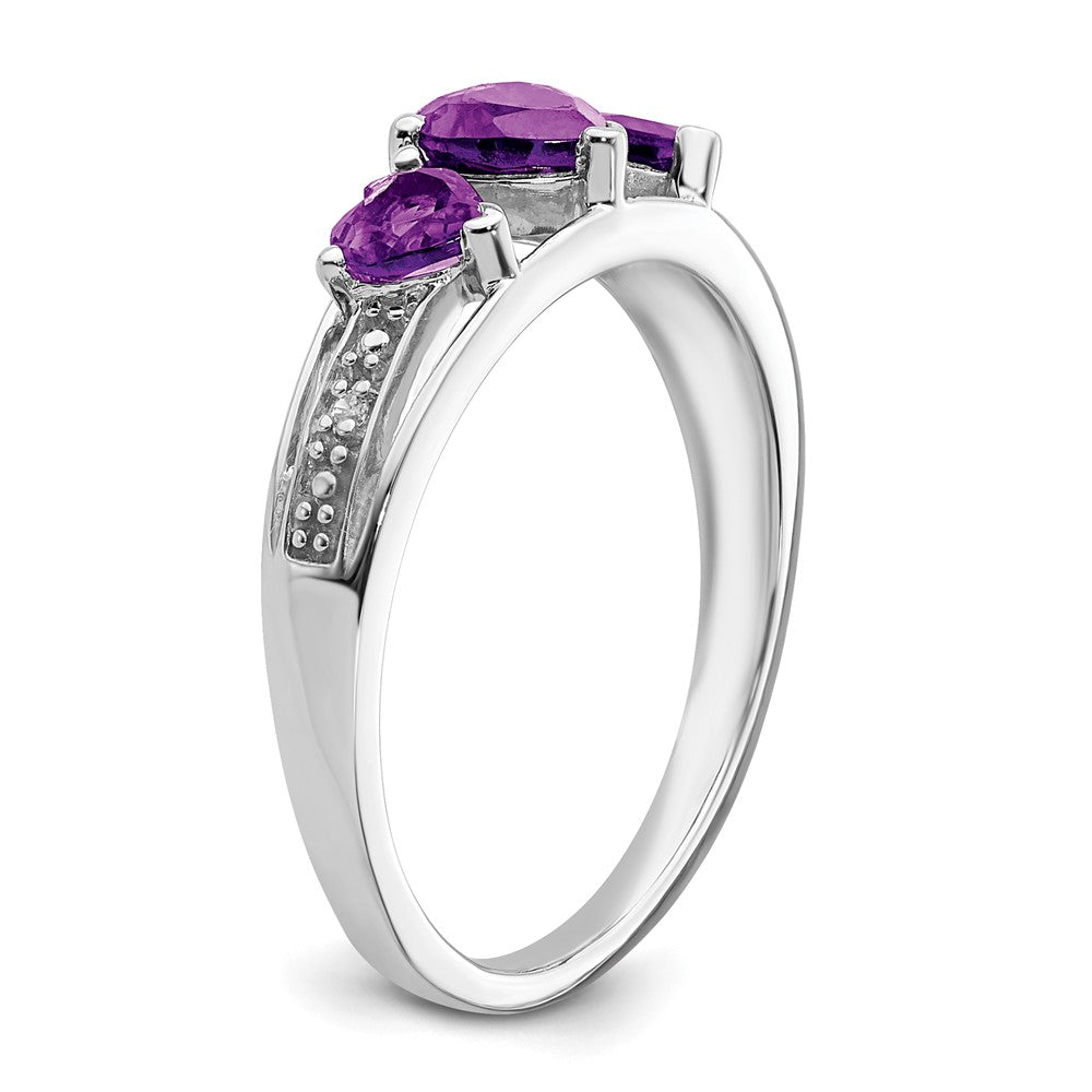 14k White Gold Amethyst and Diamond Heart Ring (2.42 grams)