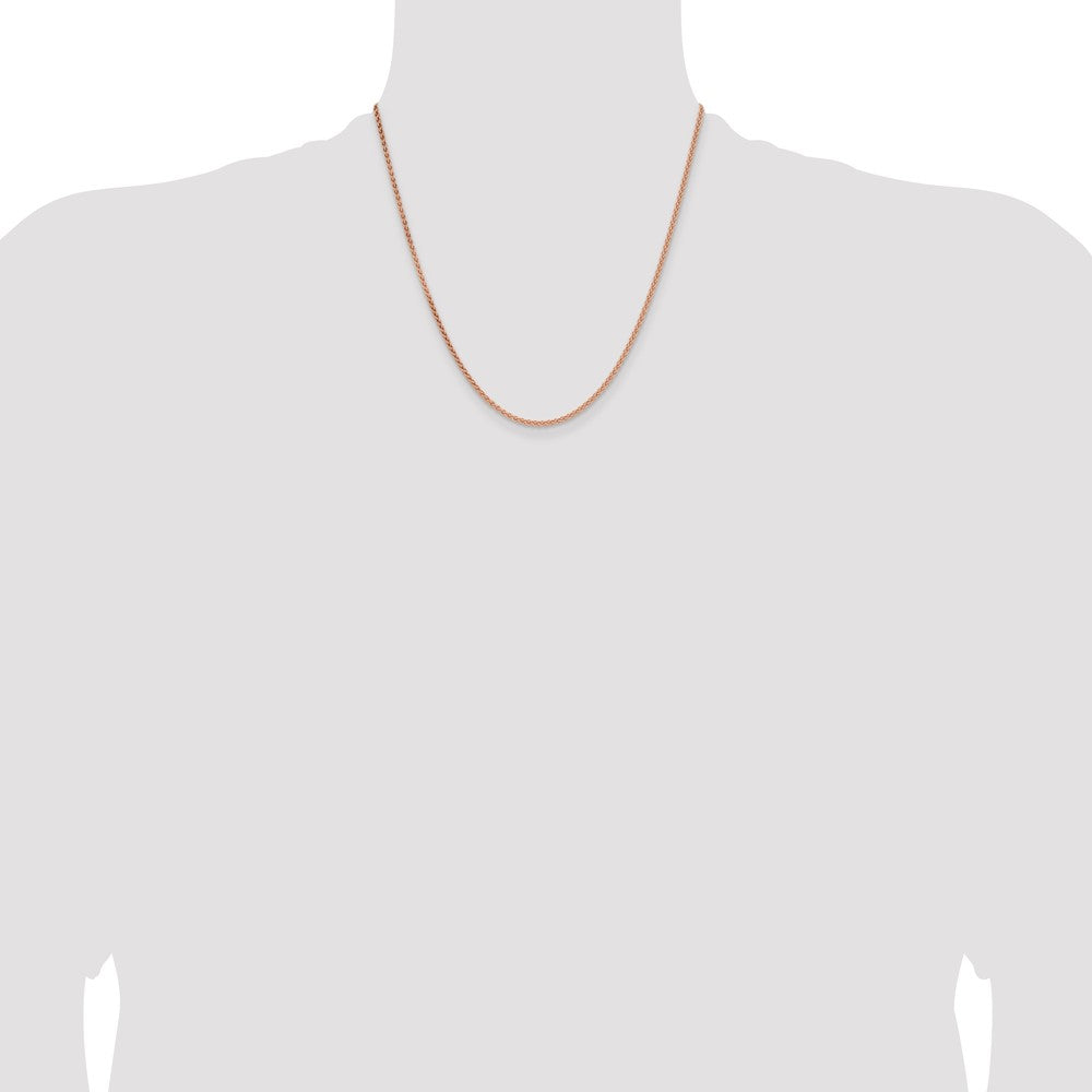 14k Rose Gold 2.1mm Solid Polished Spiga Chain (6.99 grams)