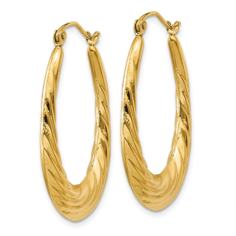 14k Yellow Gold 22 mm Polished Twisted Oval Hollow Hoop Earrings (2.1 grams)