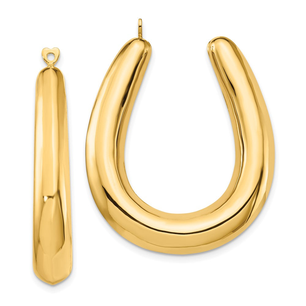 14k Yellow Gold 7 mm Polished Hollow Hoop Earring Jackets (6.26 grams)