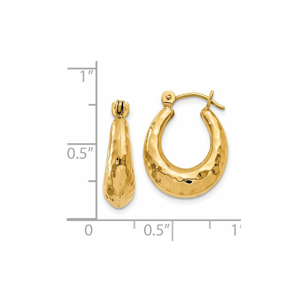 14k Yellow Gold 5 mm red Fancy Hollow Hoop Earrings (2.23 grams)