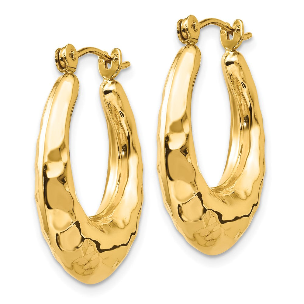 14k Yellow Gold 6 mm red Fancy Hollow Hoop Earrings (3.01 grams)