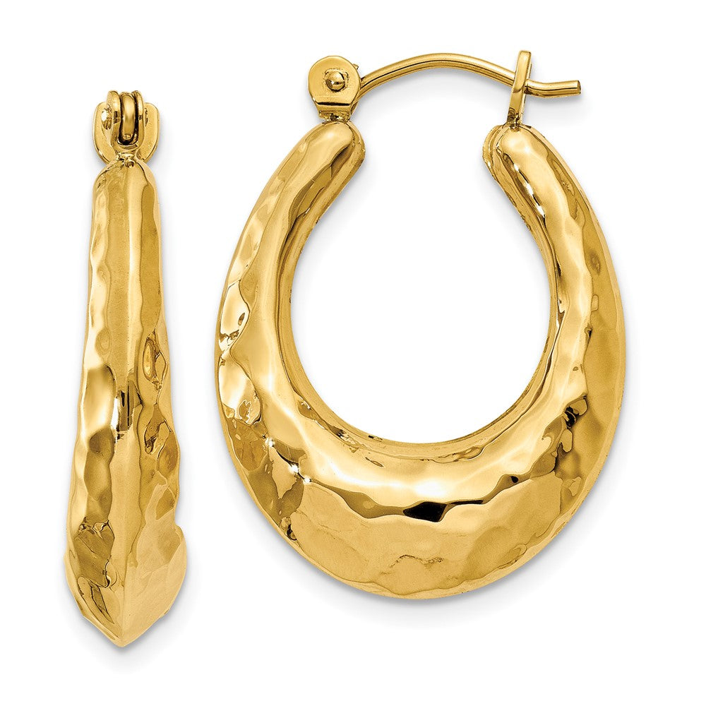 14k Yellow Gold 6 mm red Fancy Hollow Hoop Earrings (3.01 grams)