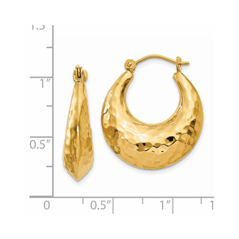 14k Yellow Gold 6 mm red Fancy Hollow Hoop Earrings (4.28 grams)