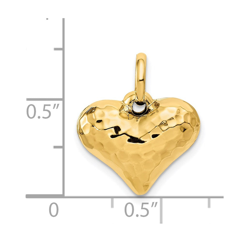 14k Yellow Gold 16 mm red 3-D Heart Pendant (1.23 grams)