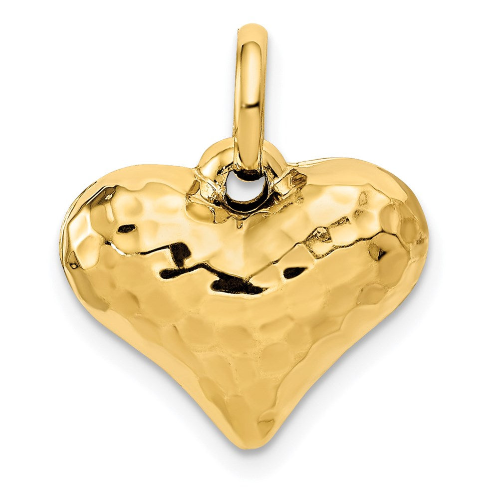 14k Yellow Gold 16 mm red 3-D Heart Pendant (1.23 grams)