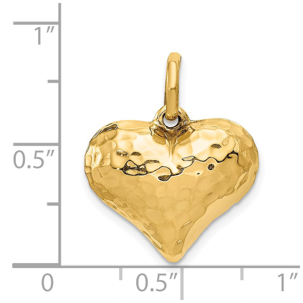 14k Yellow Gold 19 mm red 3-D Heart Pendant (1.66 grams)