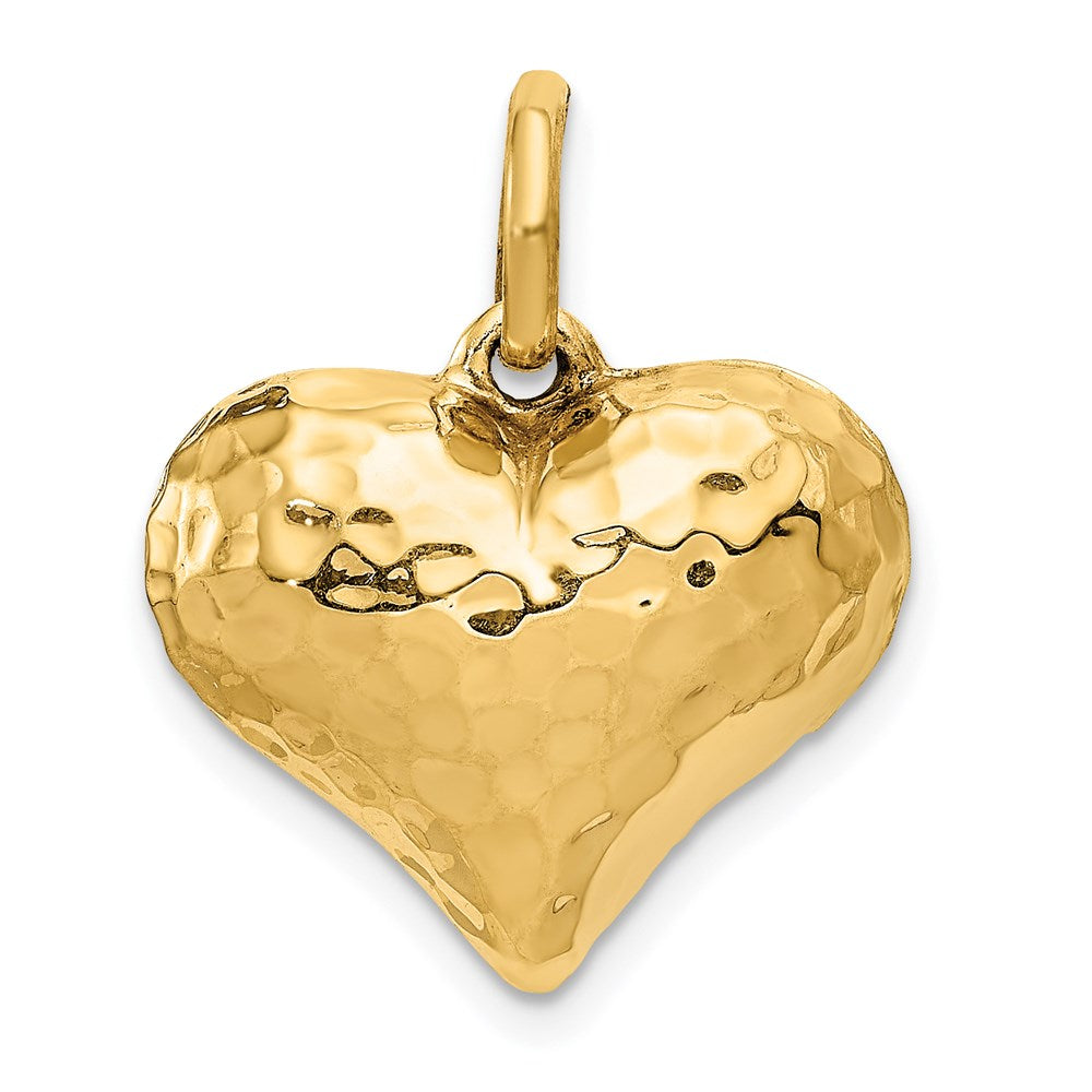 14k Yellow Gold 19 mm red 3-D Heart Pendant (1.66 grams)