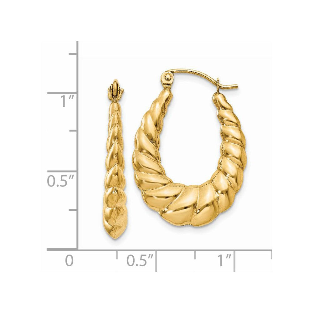 14k Yellow Gold 18 mm Polished Twisted Hollow Hoop Earrings (1.81 grams)