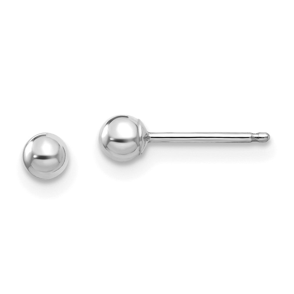 14k White Gold Madi K Polished 3mm Ball Post Earrings (0.23 grams)