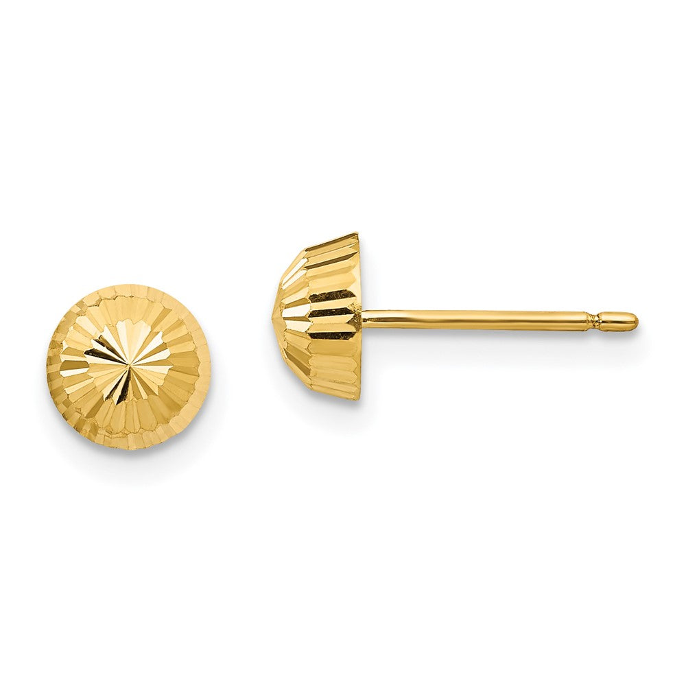14k Madi K Polished & D/C Swirl 5mm Button Post Earrings (0.4 grams)