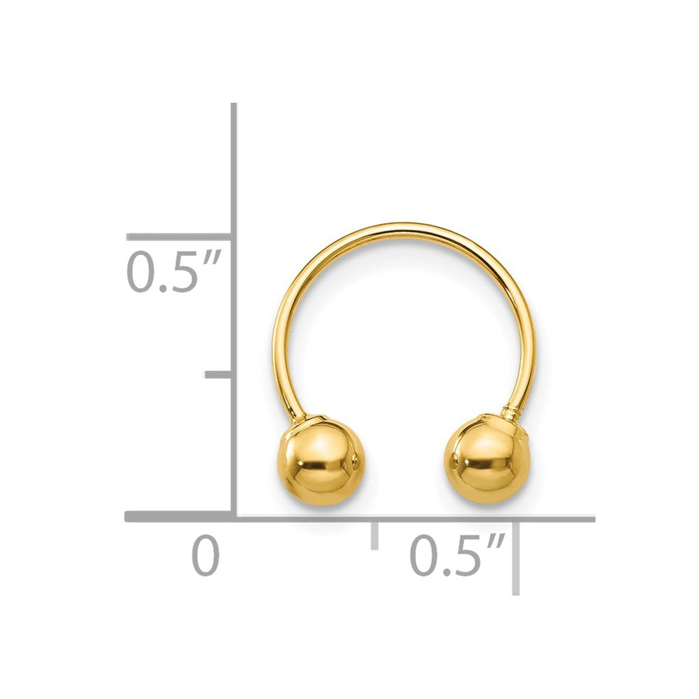 14k Yellow Gold 4 mm Madi K Single Beaded Half Hoop Screwback Earring (0.16 grams)