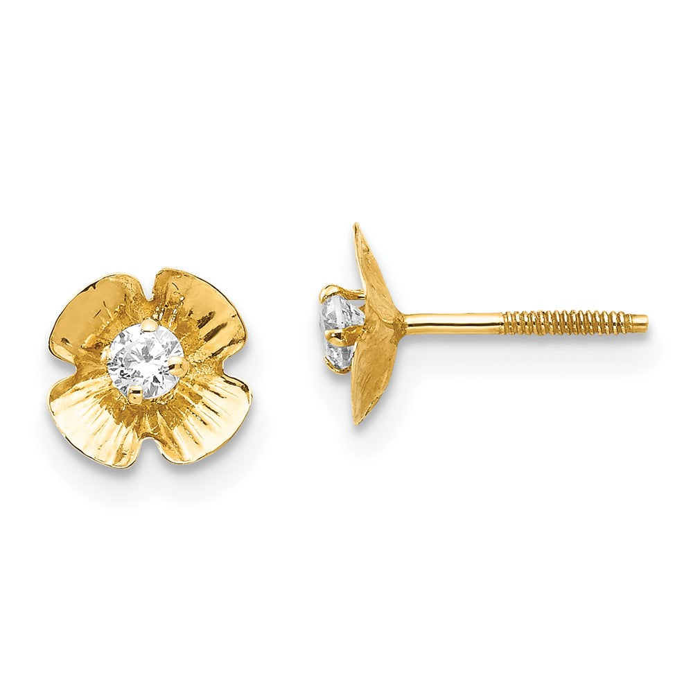 14k Madi K Flower 2.5mm CZ Post Earrings (0.28 grams)