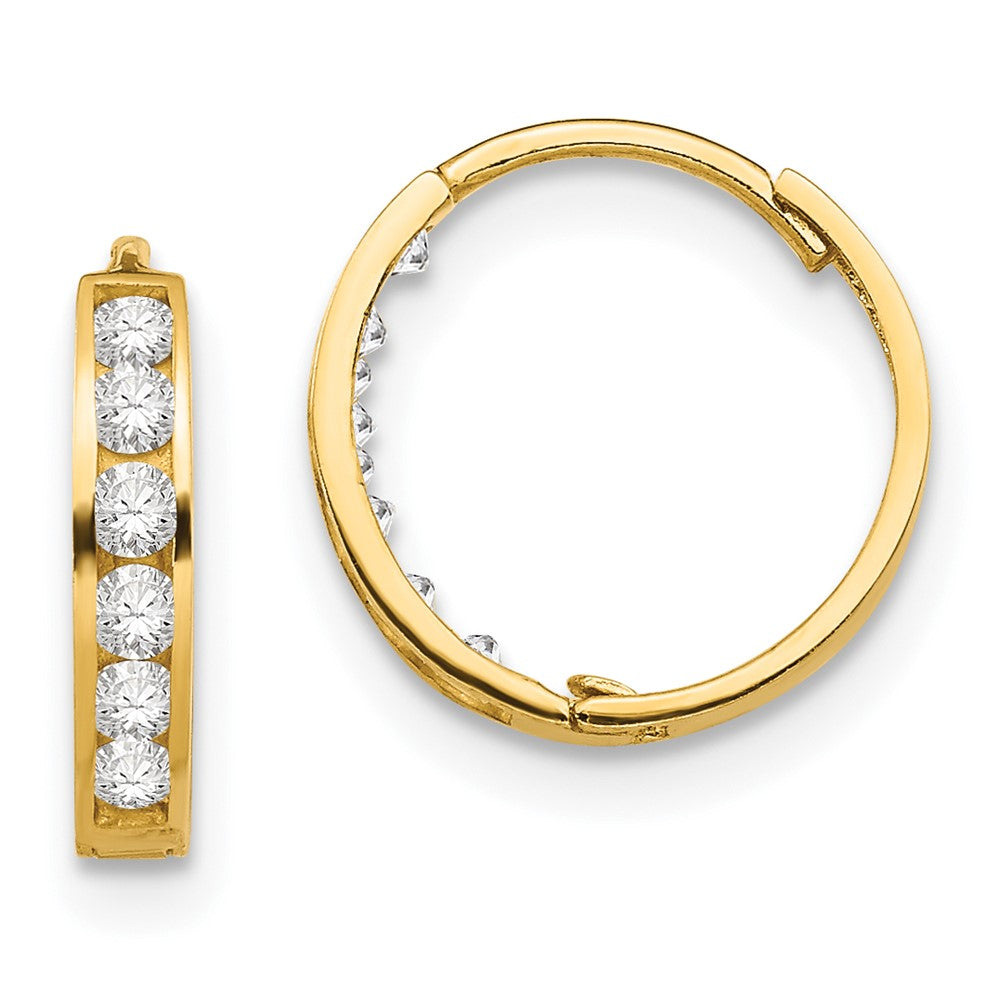 14k Madi K CZ Hinged Hoop Earrings (0.68 grams)