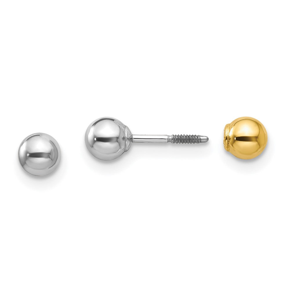 14k Two-tone Madi K Reversible 4mm Ball Earrings (0.25 grams)
