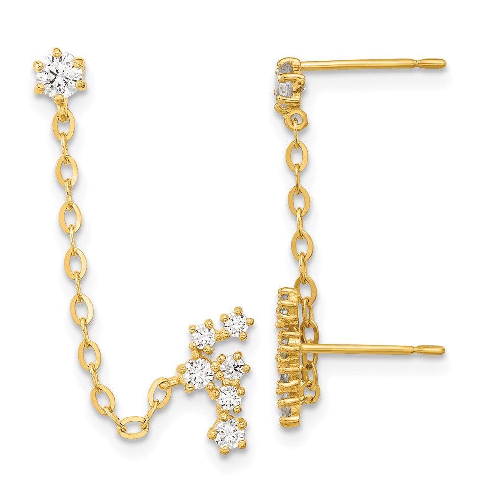 14k Madi K CZ Double Post w/Chain Constellation Earring (0.63 grams)