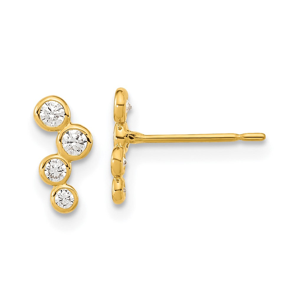 14k Madi K 4-CZ Bezel Set Post Earrings (0.53 grams)