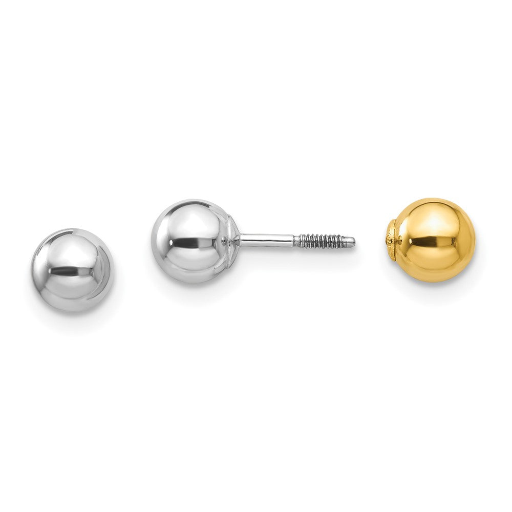 14k Two-tone Madi K Reversible 5mm Ball Earrings (0.34 grams)