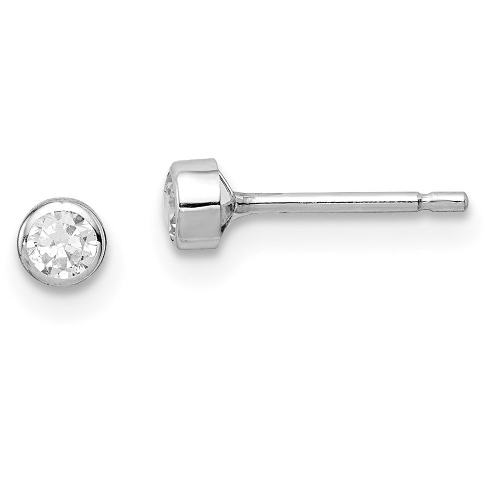 14k Madi K White Gold 3mm CZ Bezel Post Earrings (0.36 grams)