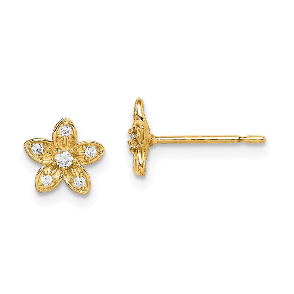 14k Madi K CZ Flower Post Earrings (0.64 grams)