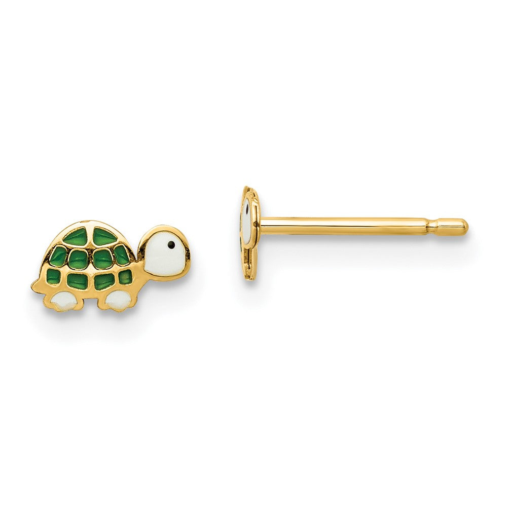 14k Madi K Enamel Turtle Post Earrings (0.38 grams)