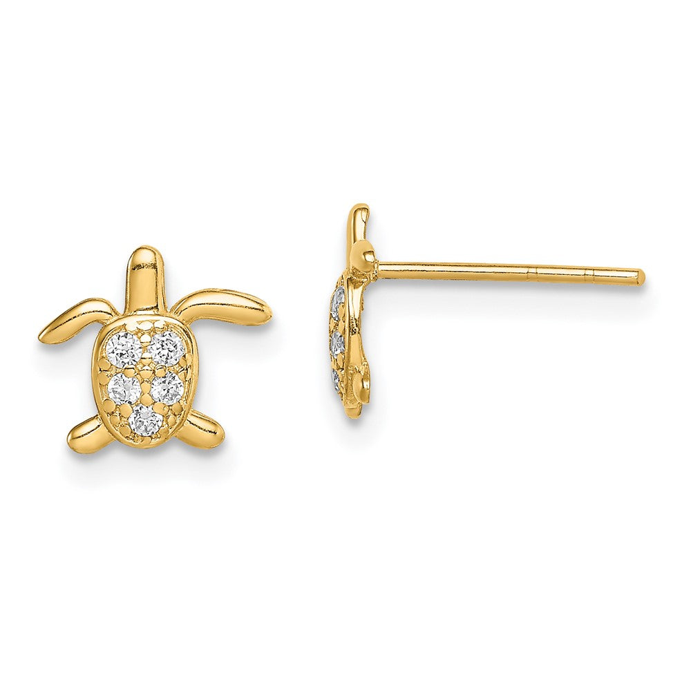 14k Madi K CZ Turtle Post Earrings (0.45 grams)