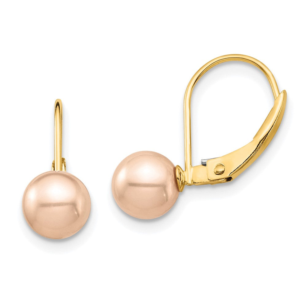 14K Madi K 6-7mm Pink Round FW Cultured Pearl Leverback Earrings (1.22 grams)