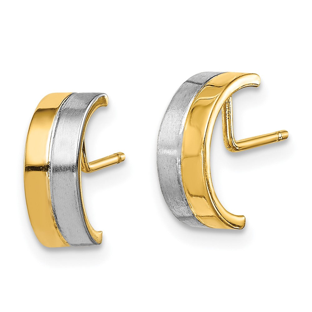 14k Yellow & Rhodium Madi K Half Circle Post Earrings (0.97 grams)