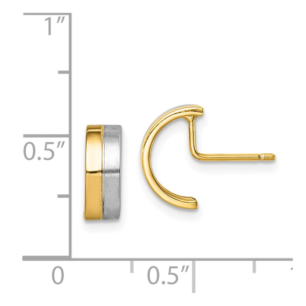 14k Yellow & Rhodium Madi K Half Circle Post Earrings (0.97 grams)