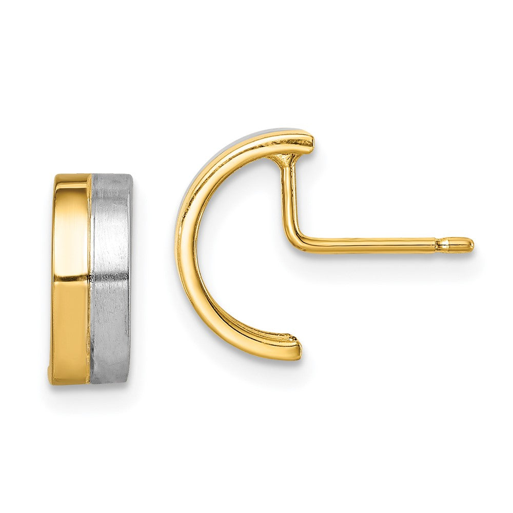 14k Yellow & Rhodium Madi K Half Circle Post Earrings (0.97 grams)