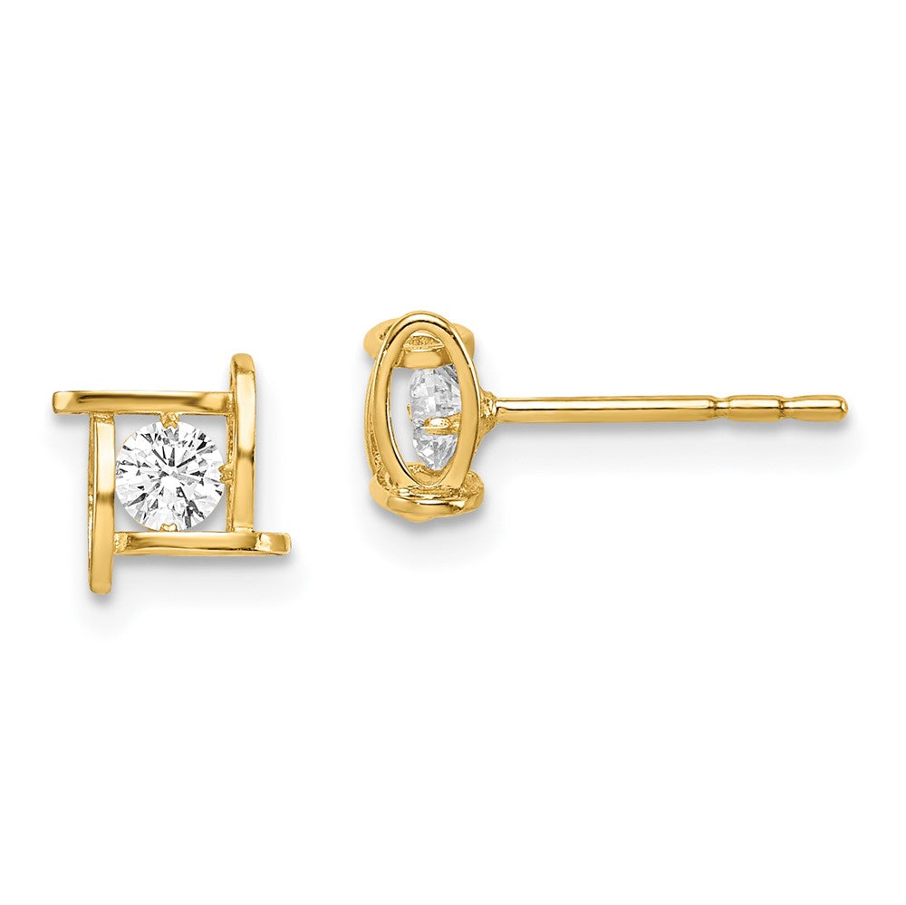 14k Madi K CZ Square Post Earrings (0.58 grams)
