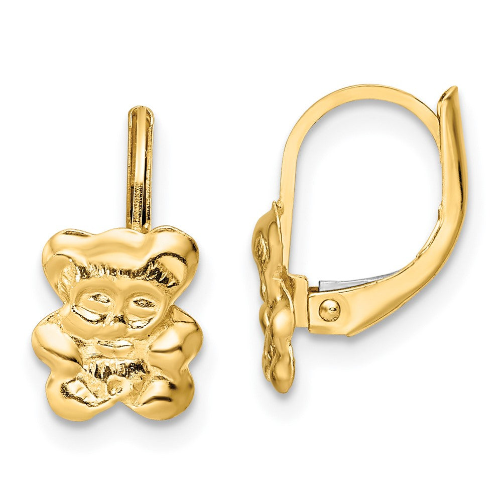 14K Madi K Polished Teddy Bear Leverback Earrings (0.6 grams)
