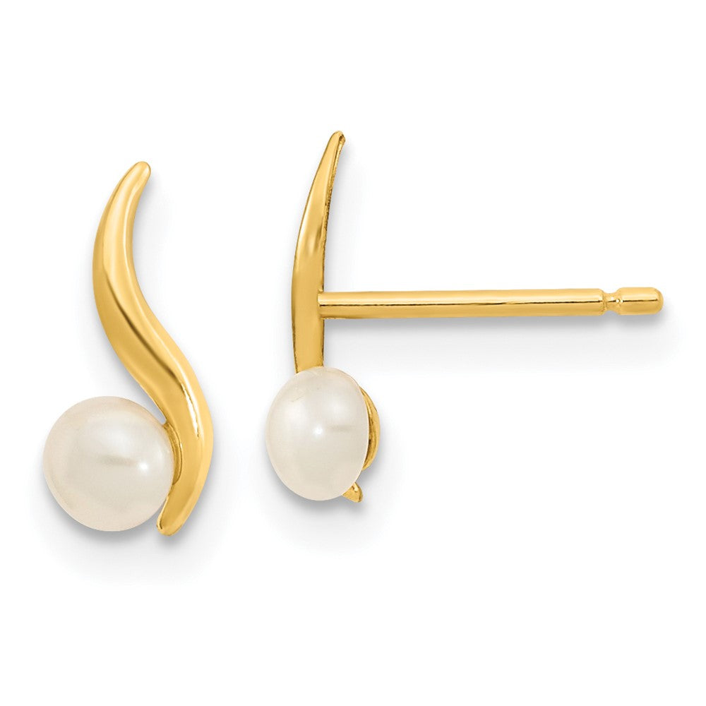 14K Madi K Polished 3.25mm Freshwater Cultured Pearl Post Earrings (0.52 grams)