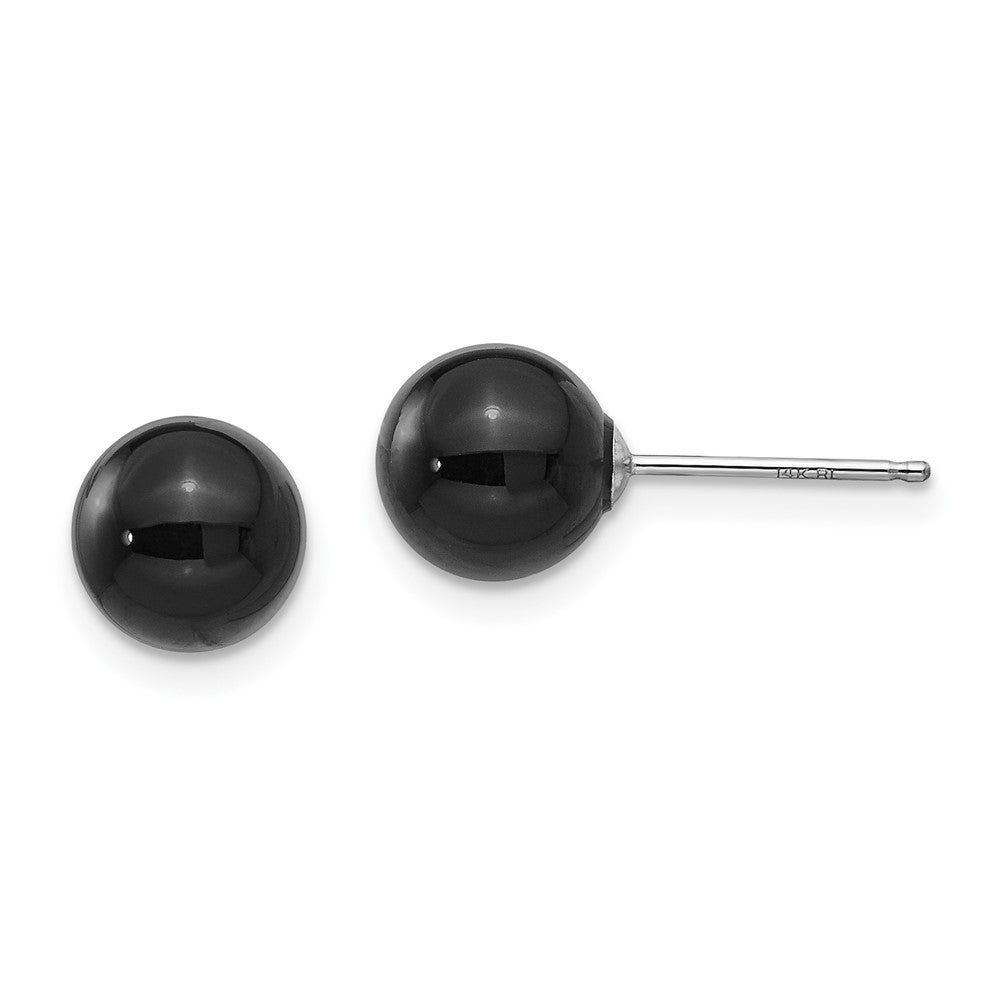 14k White Gold Madi K Onyx Bead Earrings (0.2 grams)