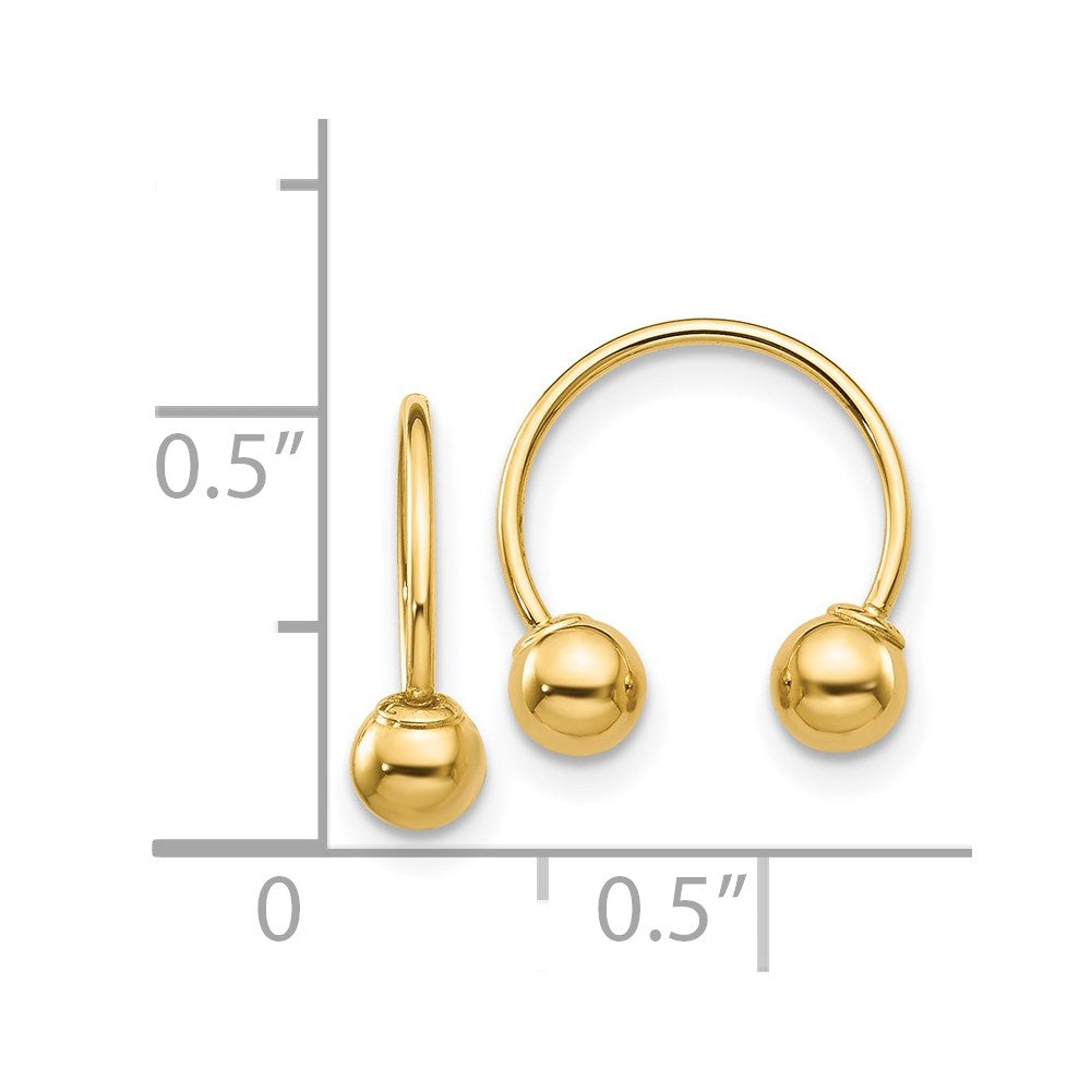 14k Yellow Gold 2 mm Madi K Open Hoop Beaded Earrings (0.31 grams)