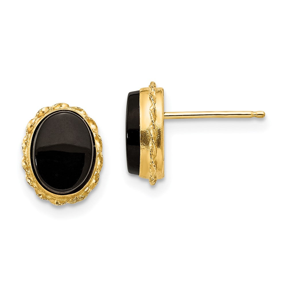 14k Madi K Bezel Onyx Earrings (0.5 grams)