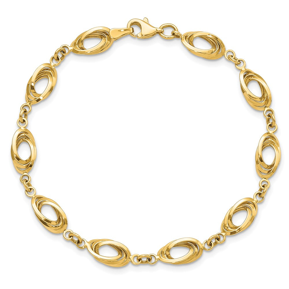 14k Yellow Gold 8 mm Polished Fancy Link Bracelet (4.21 grams)