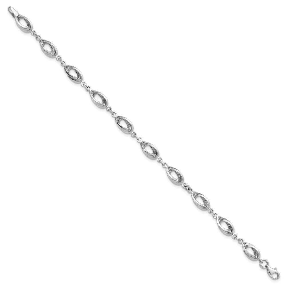 14k White Gold 8 mm Fancy Link Bracelet (4.14 grams)