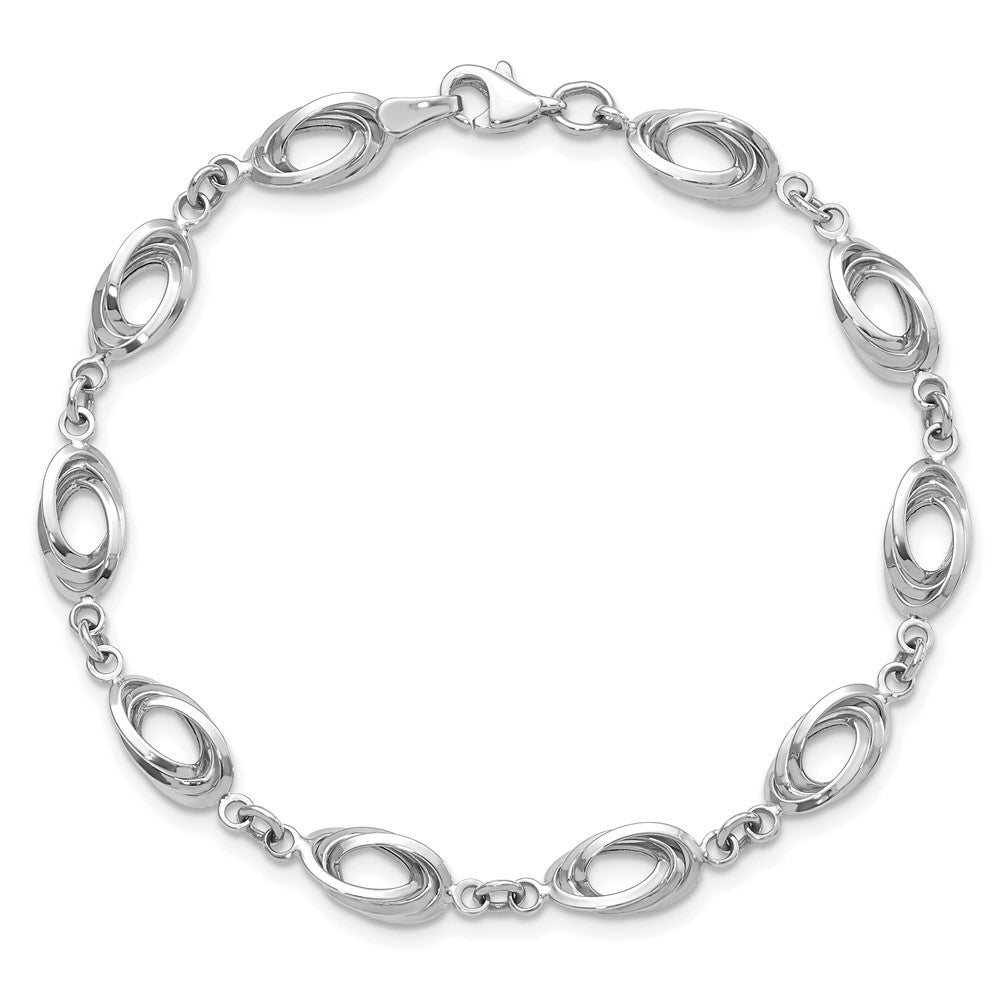 14k White Gold 8 mm Fancy Link Bracelet (4.14 grams)
