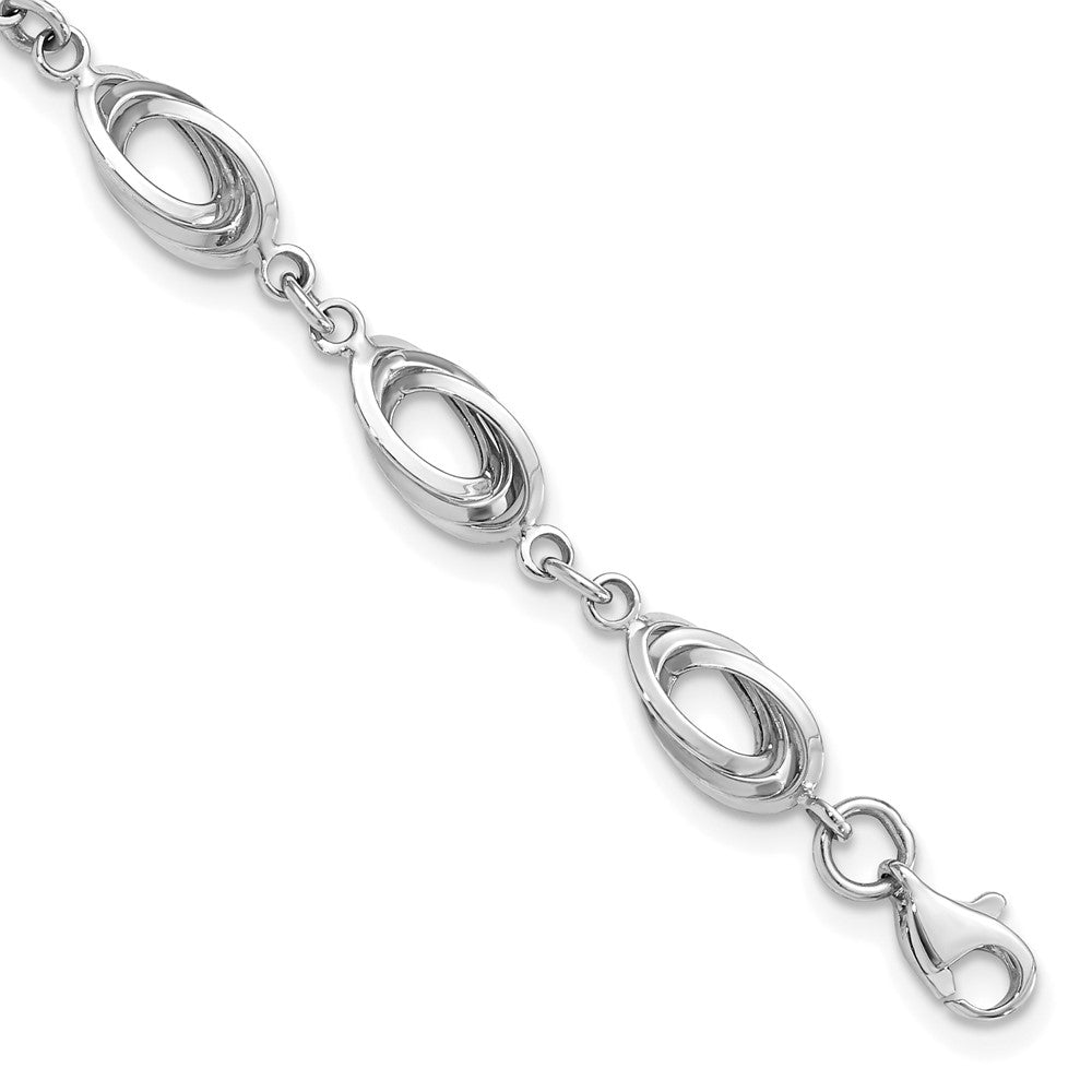 14k White Gold 8 mm Fancy Link Bracelet (4.14 grams)
