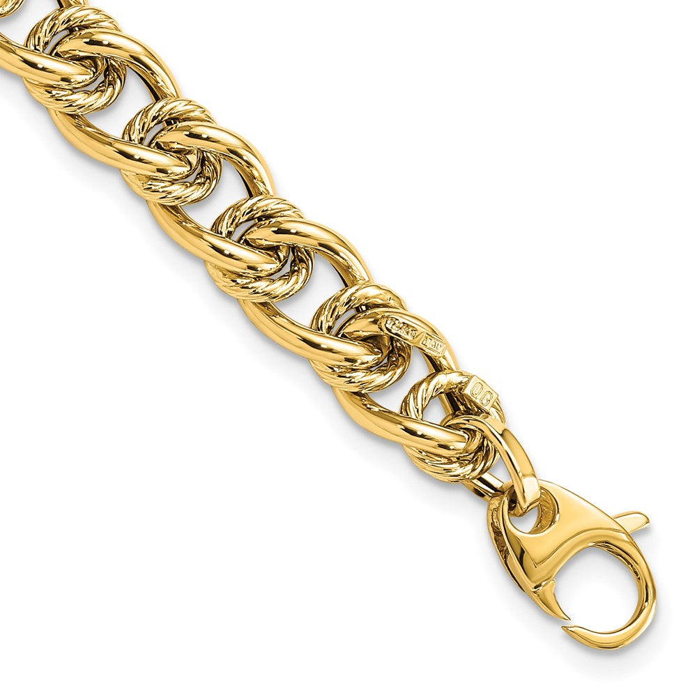 14k Yellow Gold 7 mm Polished Fancy Link Bracelet (5.18 grams)
