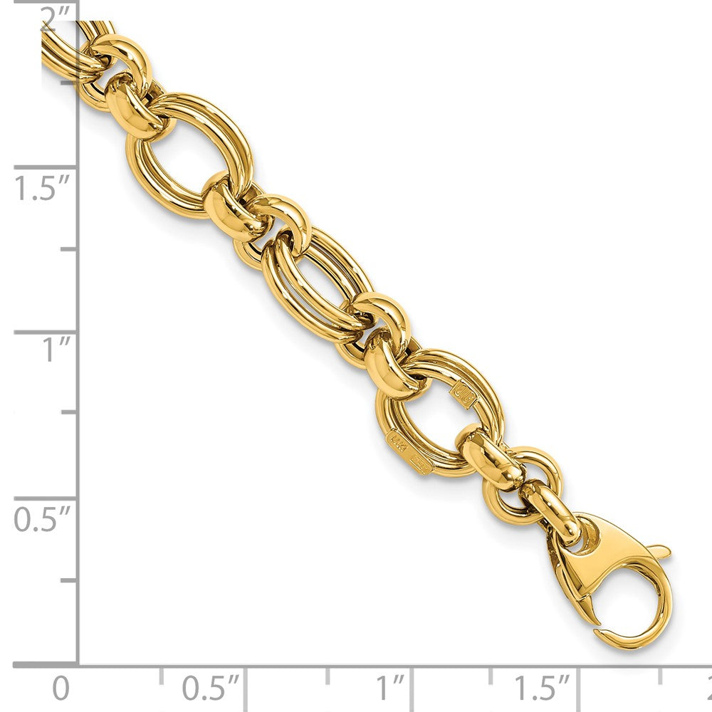 14k Yellow Gold 7 mm Polished Fancy Link Bracelet (6.05 grams)