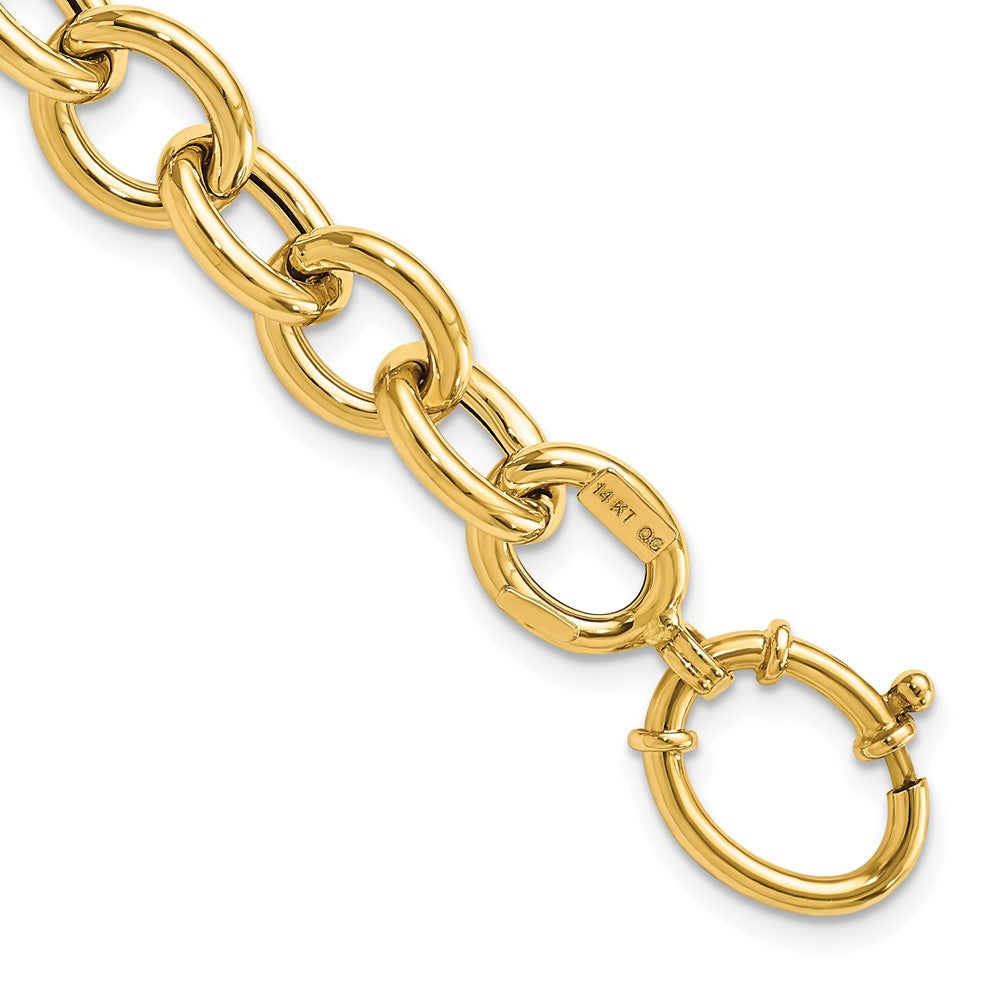 14k Yellow Gold 11 mm Polished Fancy Oval Link Bracelet (7.02 grams)