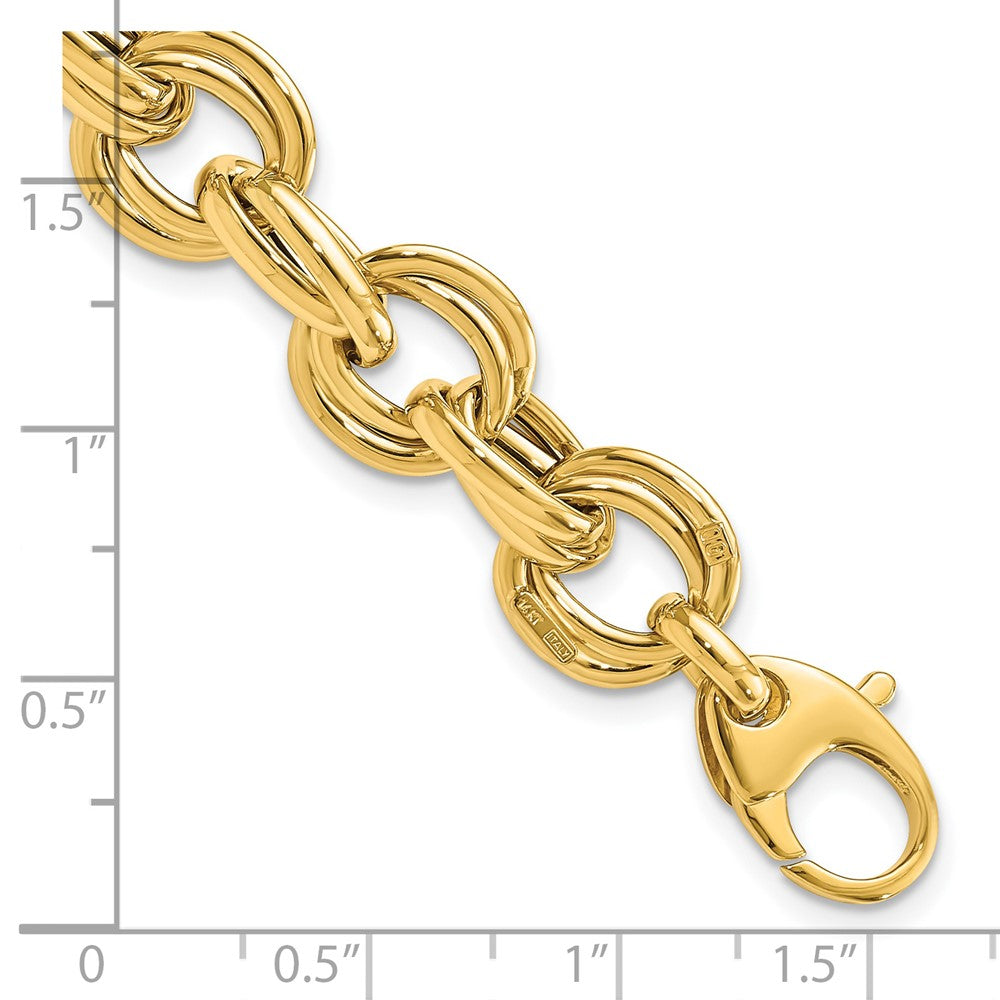 14k Yellow Gold 11 mm Polished Fancy Link Bracelet (7.87 grams)